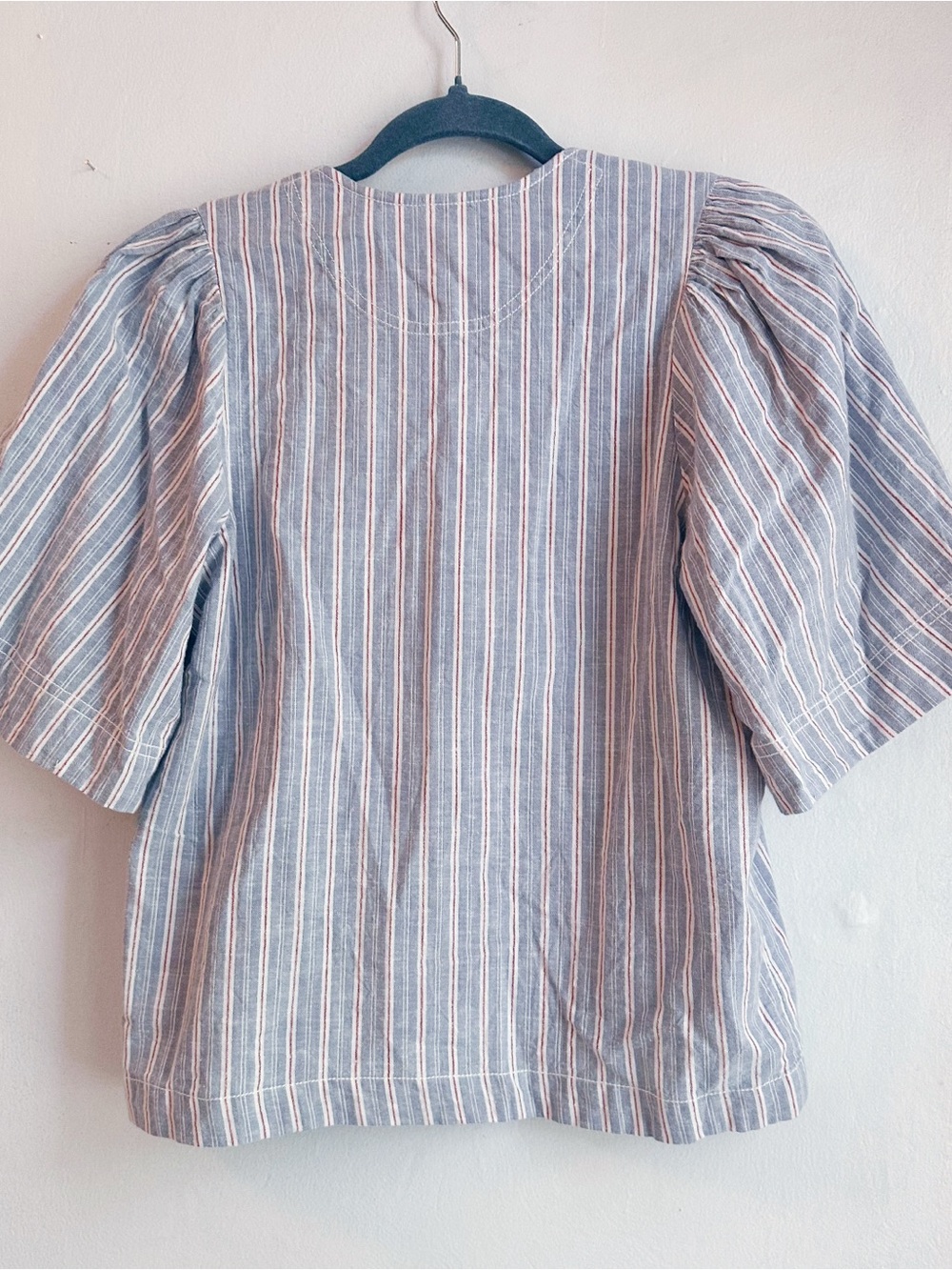 Anthropologie Pilcro Short-Sleeve Boxy Tie-Front Top medium Americana floral - Picture 12 of 12